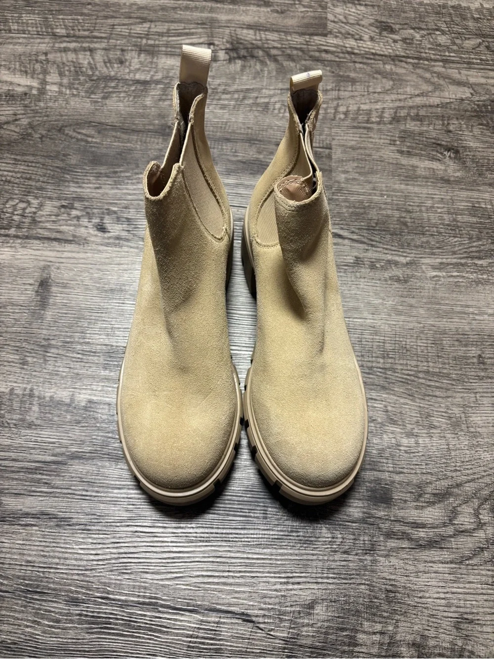 Steve Madden Light Beige Suede Chelsea Booties